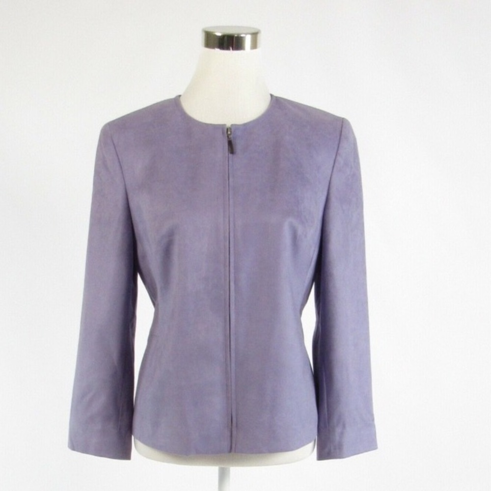 Talbots Lavender Faux Suede Lavender Zipper Jacket 4